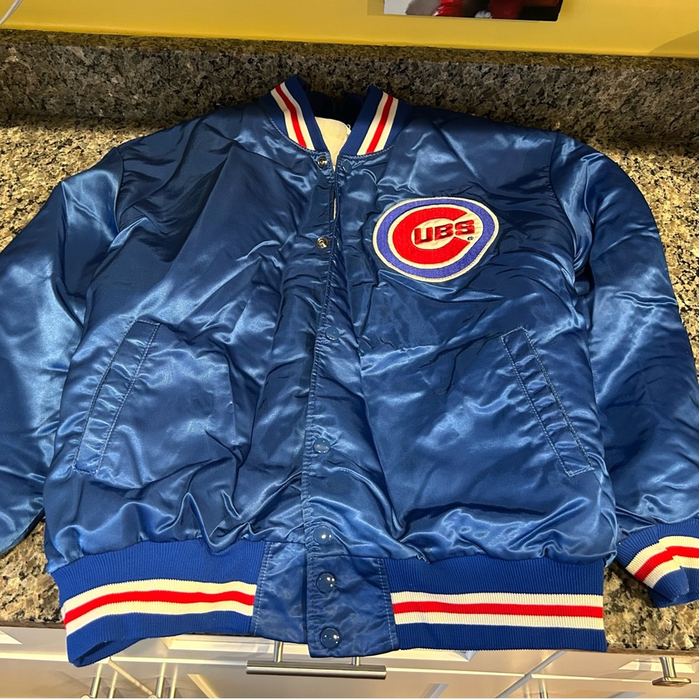 XL Blue Satin Cubs Bomber Jacket (fits smaller)